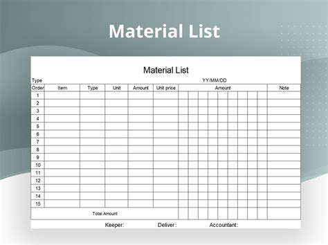 Material List 